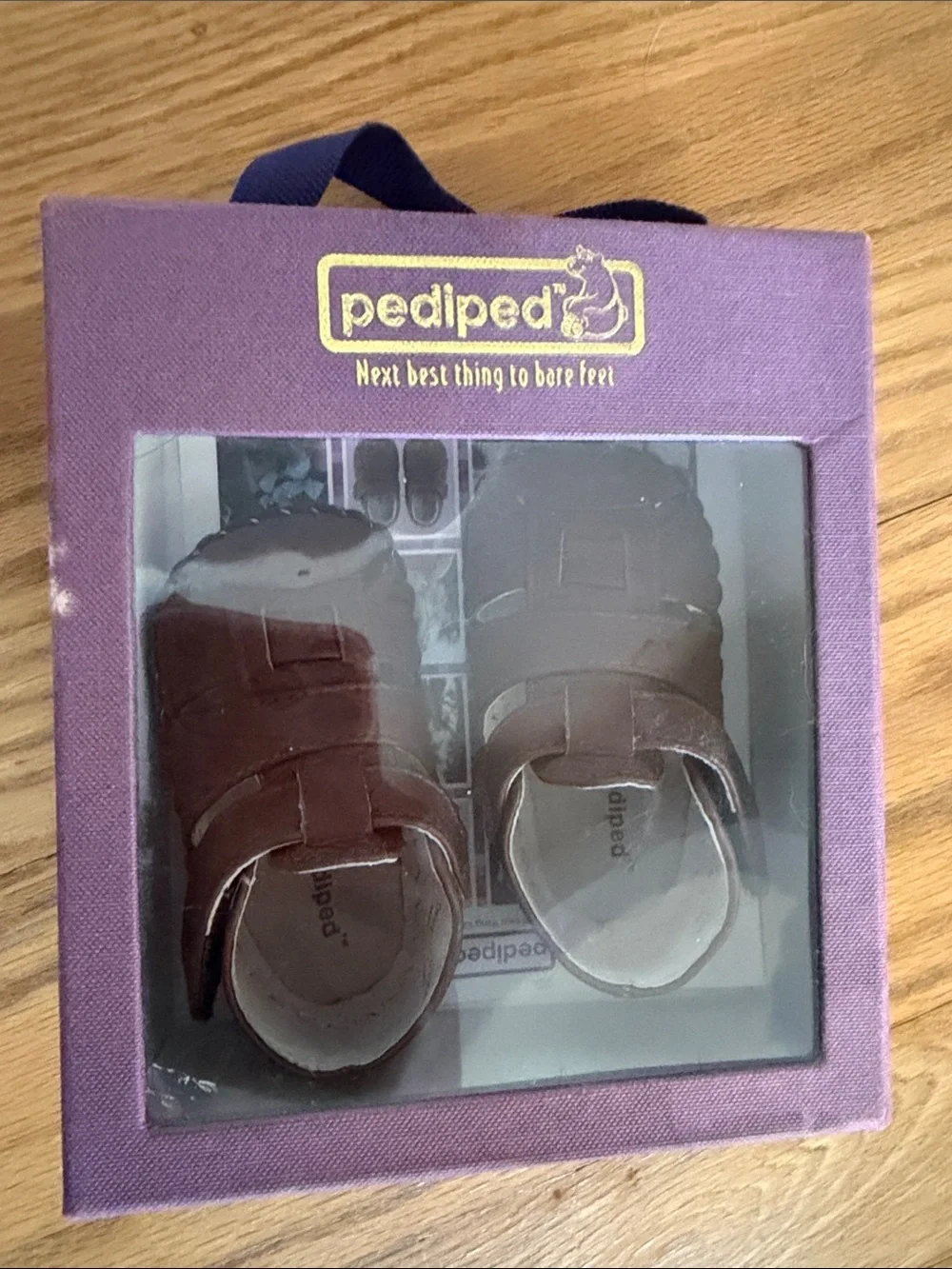 pediped Brown Leather Baby Walker Sandals